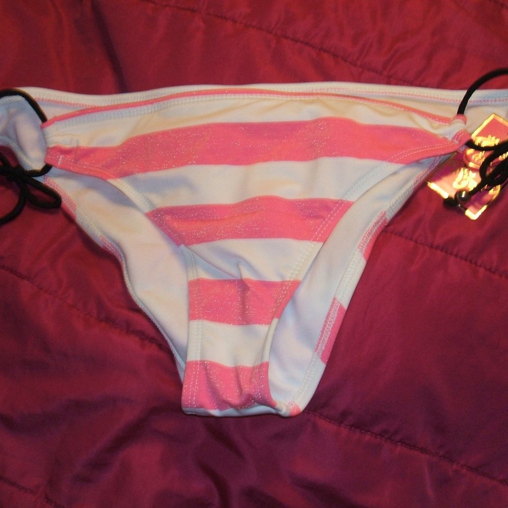 Candie's pink & white striped bikini bottom XL new
